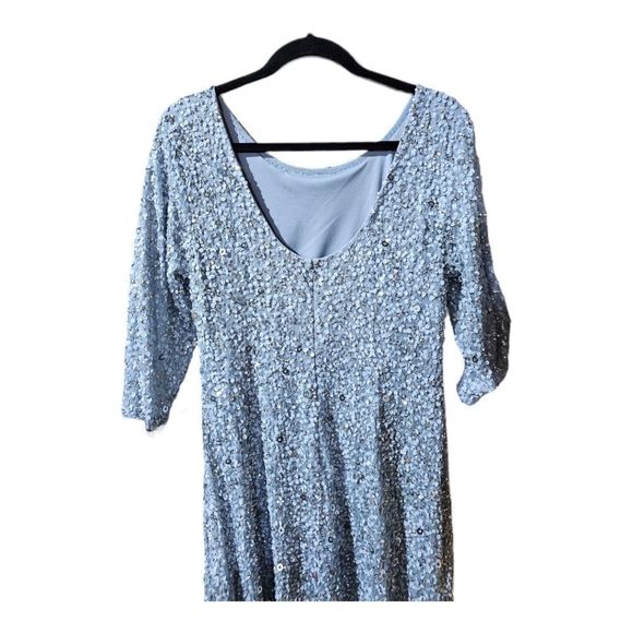 SOLD!!ADRIANNA PAPELL Light Blue Sequin 3/4 Sleeve Gown - Size 16 NWT - Picture 7 of 14